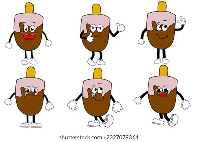 Ice cream. cute ice cream characters set isolated on white background. Vector illustration