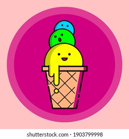 Ice cream cute design. Ice cream mbe style. Many flavor of ice cream.