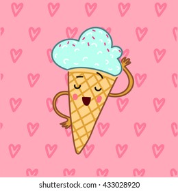 ice cream with cute face