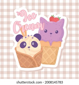helado con un lindo volante de caras