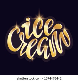 Ice cream - cute hand drawn doodle lettering label art
