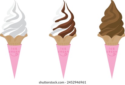 Ice cream cute illustration set