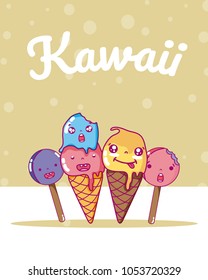 Ice cream cute kawaii cartoons