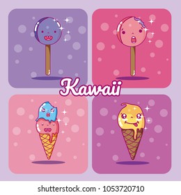 Ice cream cute kawaii cartoons
