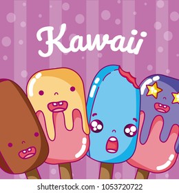 Ice cream cute kawaii cartoons