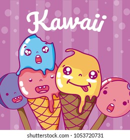 Ice cream cute kawaii cartoons