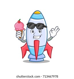 With ice cream cute rocket character cartoon
