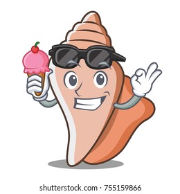 With ice cream cute shell character cartoon