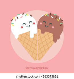 Ice cream cute valentines day vector illustration/ greetings card