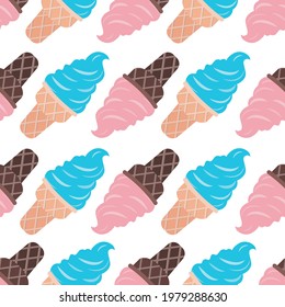 Ice cream Cute vector seamless pattern Flat design Ice cream Cute vector seamless pattern Flat design