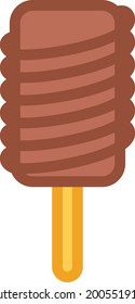 Ice cream with dark chocolate, illustration, vector on a white background.