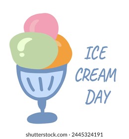 Ice cream day flat design set of three balls