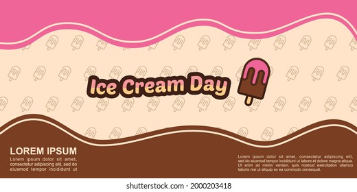 Ice Cream Day. Simple Background Vector Illustration Flat Style. Suitable for poster, cover, web, social banner, or flyer.