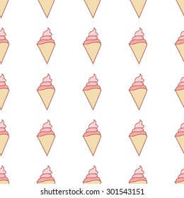 Ice cream decorative seamless pattern. Vector illustration.