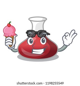 With ice cream delicious red wine with cartoon decanter