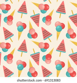 Ice cream is delicious. Seamless vector pattern.