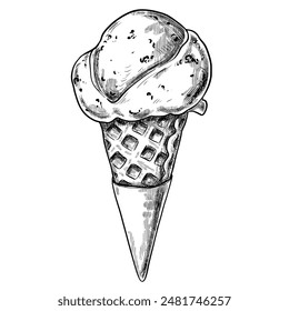 Ice cream delicious sketch food vector illustration