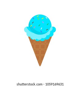 Ice cream delicious sweet frozen dessert. Fruit, chocolate creamy delicacy, in glaze, with fruit juice. Flat vector cartoon illustration. Objects isolated on a white background.