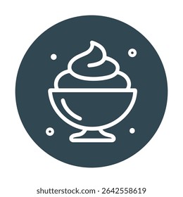 Ice cream delight within dark circle. Icon symbol illustration