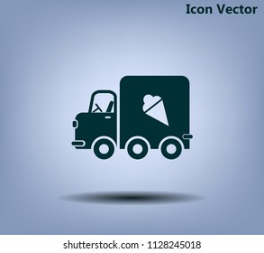 Ice cream delivery machine, vector icon.