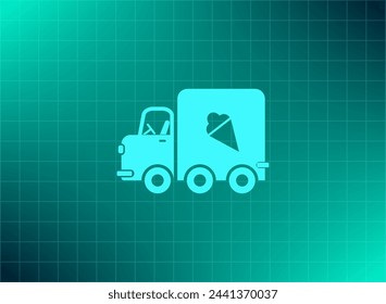 Ice cream delivery machine, vector icon.