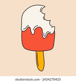 Ice cream depicted in a vibrant cartoon style. Flat vector illustration of ice cream in appealing colors, isolated on a light background