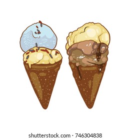 Ice cream, desert, food, vector illustration 