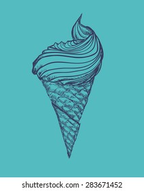 Ice cream design over blue background, vector illustration