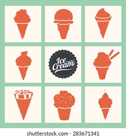 Ice cream design over green background, vector illustration