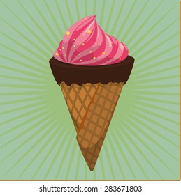 Ice cream design over green background, vector illustration