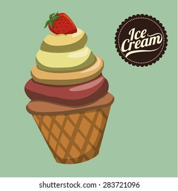 Ice cream design over green background, vector illustration
