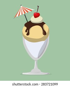 Ice cream design over green background, vector illustration