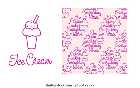 Ice cream design with playful typography and vibrant colors in a modern style