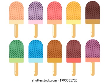ice cream design with various flavors and bright colors and sweet colors, with messes on it
