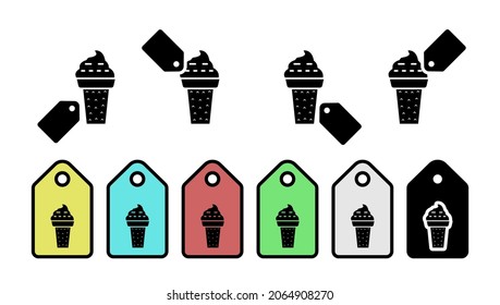 Ice cream, dessert, cone vector icon in tag set illustration for ui and ux, website or mobile application