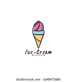 Ice cream dessert icon logo. brand design graphic object.