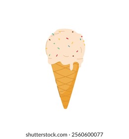  Ice cream, Dessert, soft serve ice cream with vanilla cone, sweet street food for poster and web icon