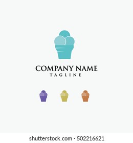 Ice cream dessert sweet logo vector