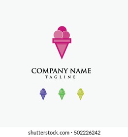 Ice cream dessert sweet logo vector