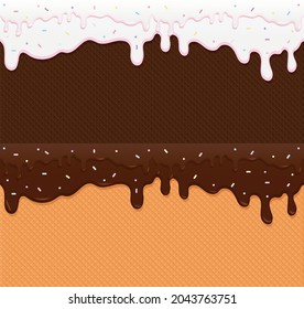 Ice cream dessert texture melting white and chocolate cream. For wraping paper vector illustration design.