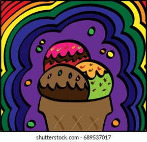 ice cream dessert vector drawing