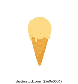  Ice cream, Dessert, ice cream with yellow soft cone, sweet street food for poster and web icon