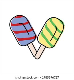 ice cream and desserts. set of colored vector icons in flat style