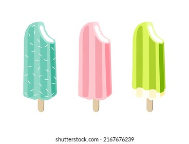Ice cream desserts set. Frozen and cold. Summer time.
