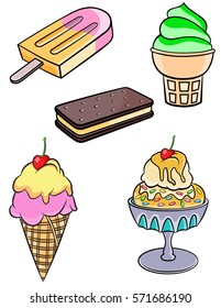 Ice cream desserts  vector