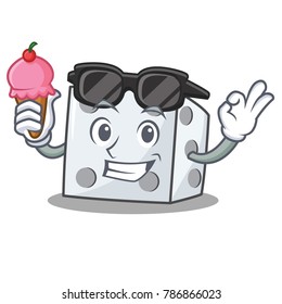 With ice cream dice character cartoon style