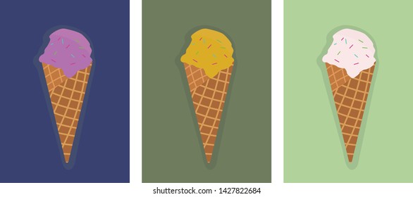 Ice Cream in different Colors Illustration