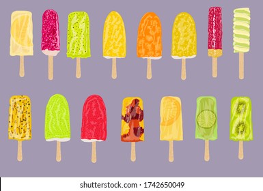Ice cream of different colors and shapes with a beautiful design