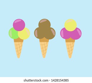   Ice cream of different flavors