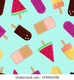 ice cream of different types on a blue background